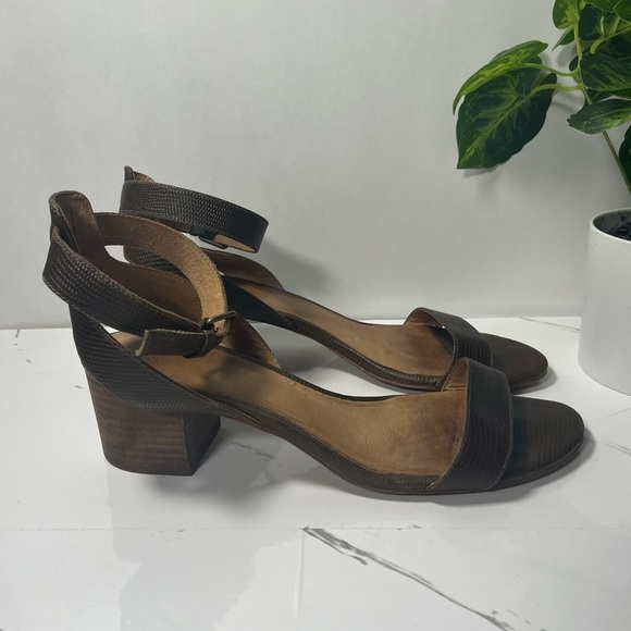 Madewell Women’s Alice Ankle Strap Mid Heel Open Toe Sandal Heel Python Size 8.5 - Picture 2 of 10